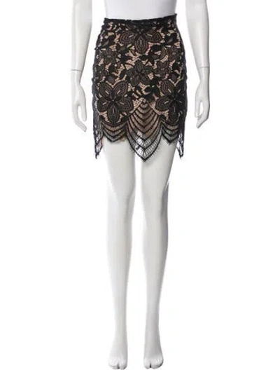 Pre-owned For Love & Lemons Lace Pattern Mini Skirt In Black