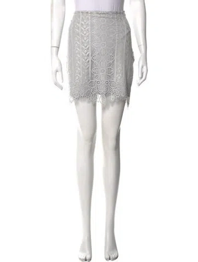 Pre-owned For Love & Lemons Lace Pattern Mini Skirt In Blue