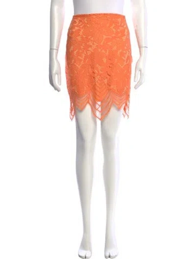Pre-owned For Love & Lemons Lace Pattern Mini Skirt In Orange