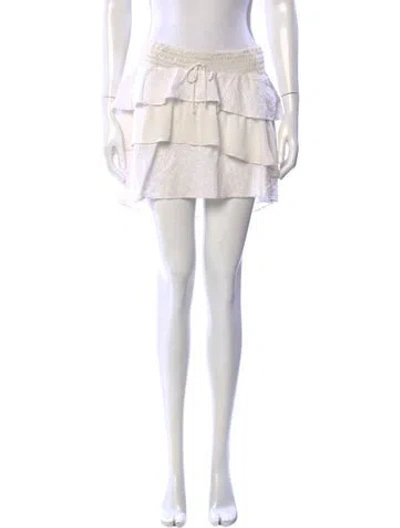 Pre-owned For Love & Lemons Lace Pattern Mini Skirt In White