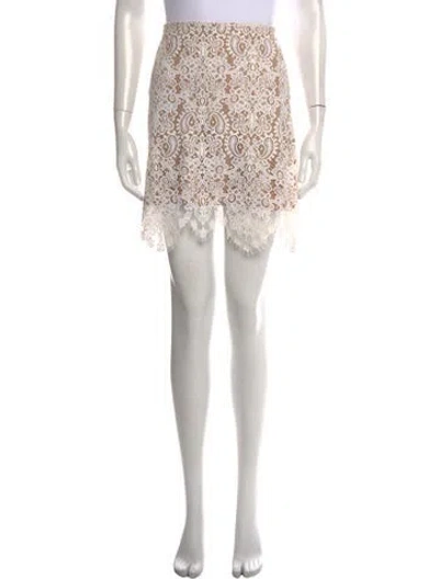 Pre-owned For Love & Lemons Lace Pattern Mini Skirt In White