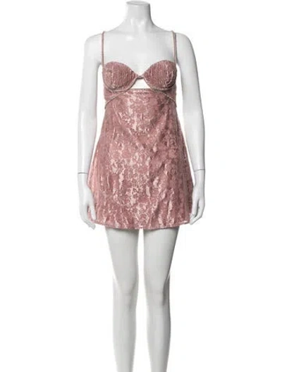 Pre-owned For Love & Lemons Lace Pattern Pleated Accents Nightgown In Pink