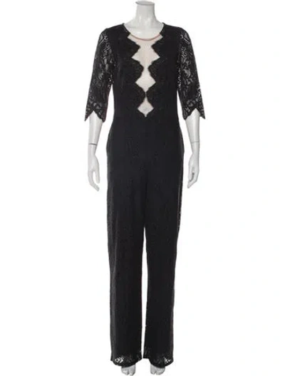 Pre-owned For Love & Lemons Lace Pattern V-neck Jumpsuit In Multi