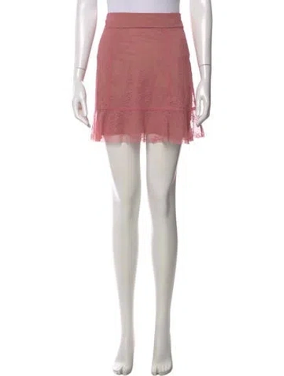 Pre-owned For Love & Lemons Lace Trim Embellishment Mini Skirt In Pink