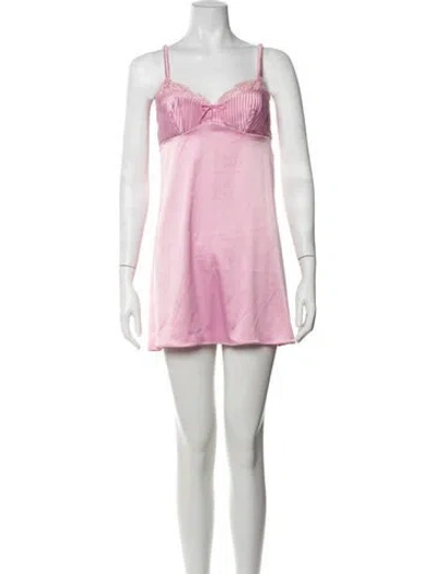 Pre-owned For Love & Lemons Lace Trim Embellishment Pajamas In Pink