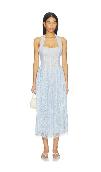 For Love & Lemons Lakeside Midi Dress In Blue