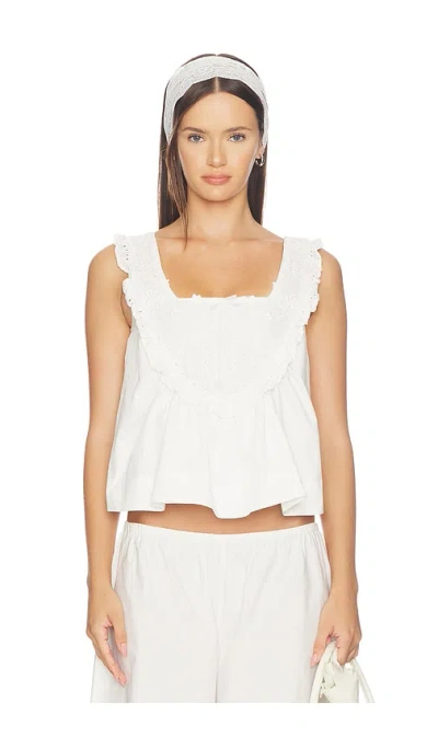 For Love & Lemons Laura Eyelet Top In White