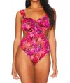 For Love & Lemons Lauren Floral Bodysuit In Red In Multi