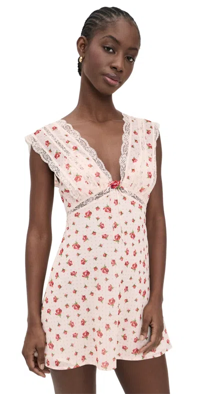 For Love & Lemons Leah Mini Slip Dress Cream In Neutral