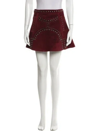 Pre-owned For Love & Lemons Leather Mini Skirt In Burgundy