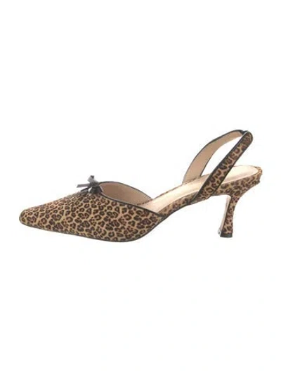 Pre-owned For Love & Lemons Leather Printed Slingback Pumps In Multi