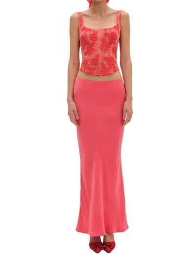 For Love & Lemons Lena Maxi Skirt In Red In Pink