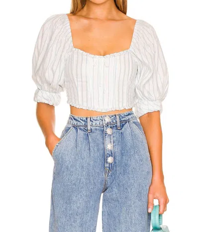 For Love & Lemons Leslie Crop Top In Blue In White