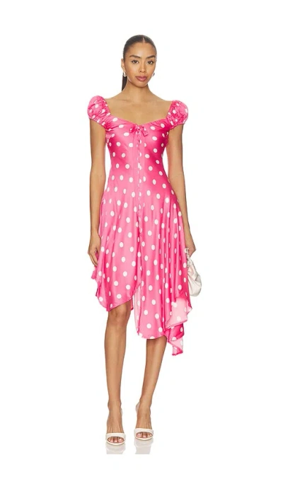 For Love & Lemons Lilian Midi Dress In Pink
