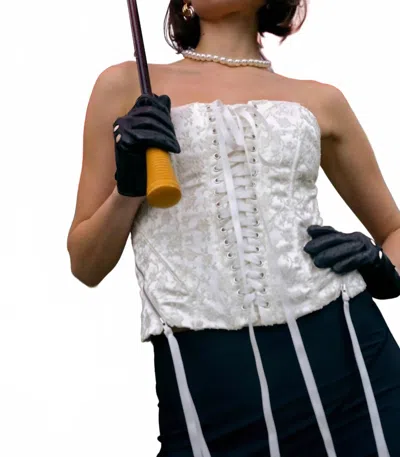 For Love & Lemons Lilibet Corset Top In White