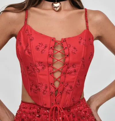 For Love & Lemons Lillian Corset Top In Red