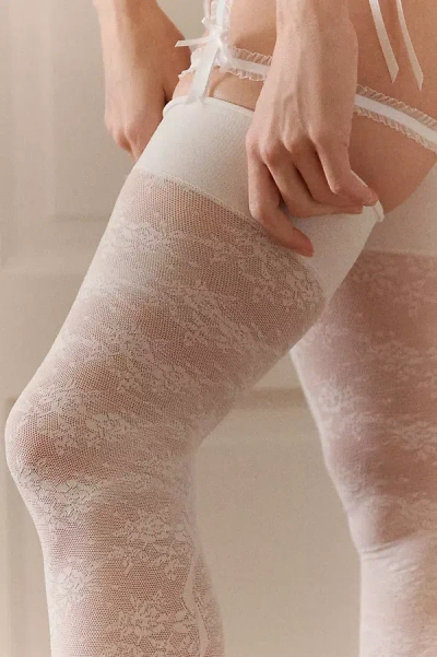 For Love & Lemons Lily Thigh-high Stockings In White