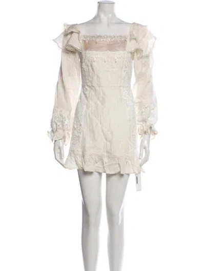Pre-owned For Love & Lemons Linen Mini Dress In Neutrals