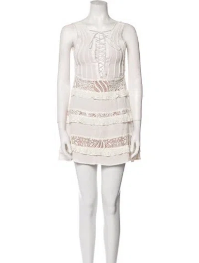 Pre-owned For Love & Lemons Linen Mini Dress In White