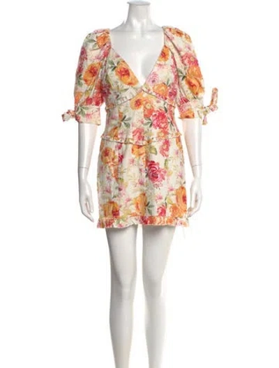 Pre-owned For Love & Lemons Linen Mini Dress In White