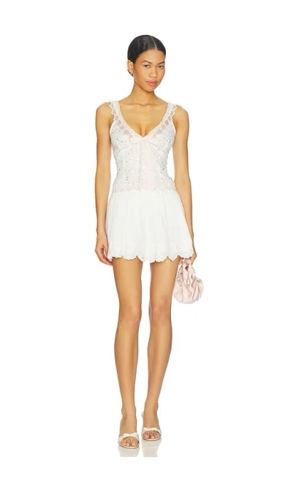 For Love & Lemons Locked Hearts Mini Dress In White