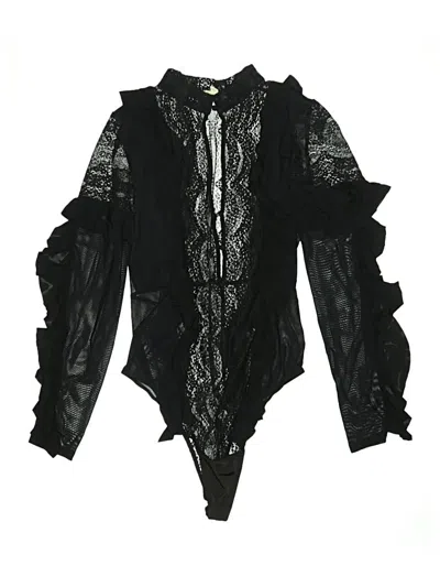 Pre-owned For Love & Lemons Long Sleeve Blouse In Black