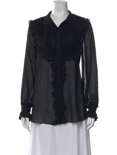 Pre-owned For Love & Lemons Long Sleeve Blouse In Black