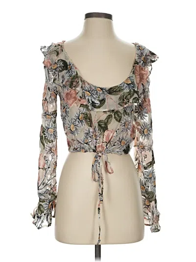 Pre-owned For Love & Lemons Long Sleeve Blouse In Brown