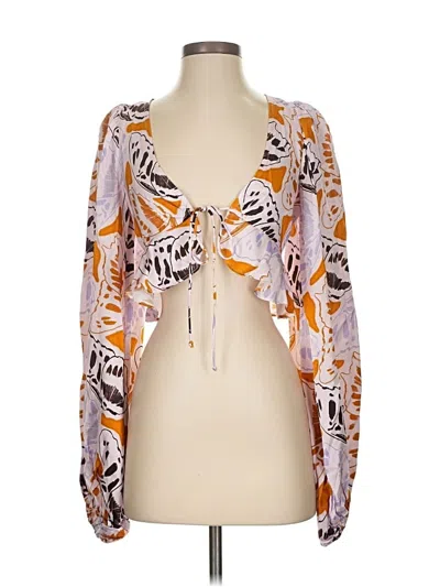 Pre-owned For Love & Lemons Long Sleeve Blouse In Orange
