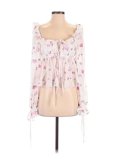 Pre-owned For Love & Lemons Long Sleeve Blouse In Pink