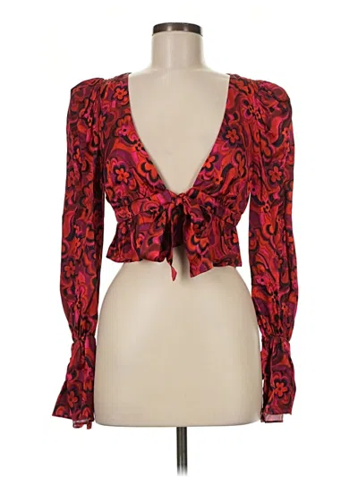 Pre-owned For Love & Lemons Long Sleeve Blouse In Red
