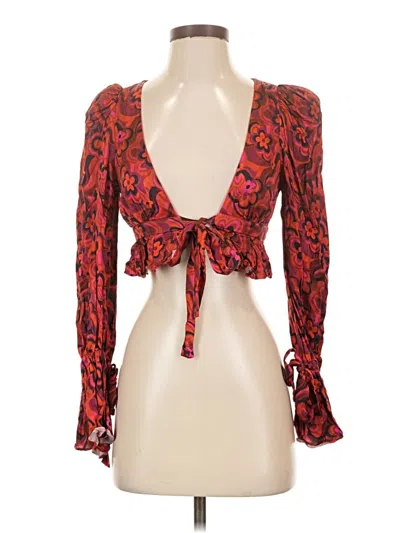 Pre-owned For Love & Lemons Long Sleeve Blouse In Red