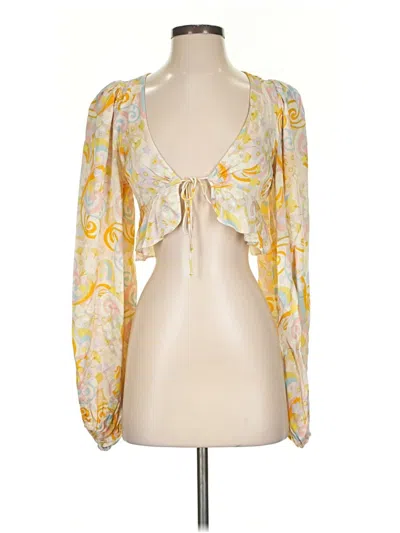 Pre-owned For Love & Lemons Long Sleeve Blouse In Yellow