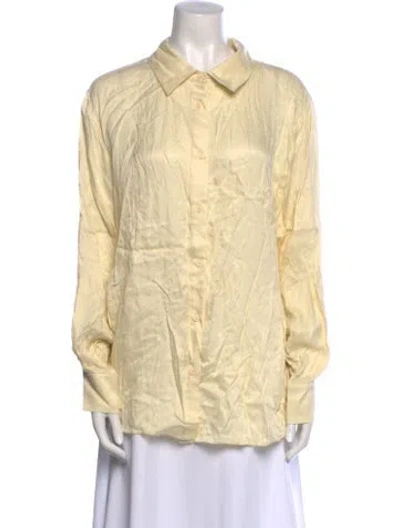 Pre-owned For Love & Lemons Long Sleeve Button-up Top In Yellow
