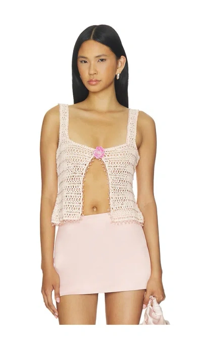 For Love & Lemons Lulu Beaded Tank Top In Pink