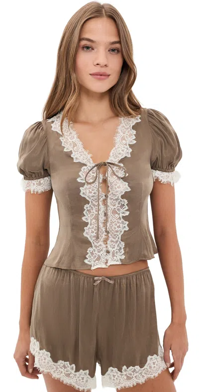 For Love & Lemons Luna Top Brown