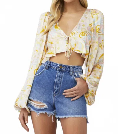 For Love & Lemons Marcia Crop Top In Yellow