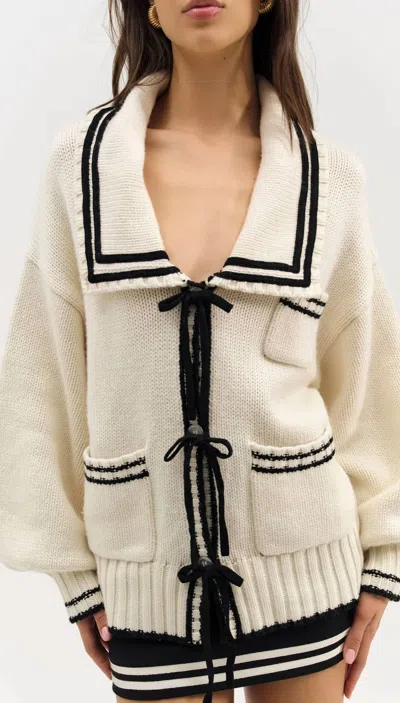For Love & Lemons Marina Knit Cardigan In White In Neutral