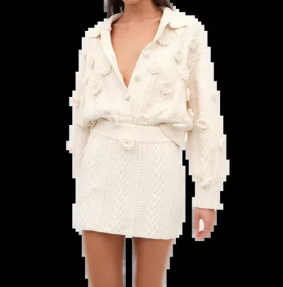 For Love & Lemons Martina Knit Mini Skirt In Beige In Neutral