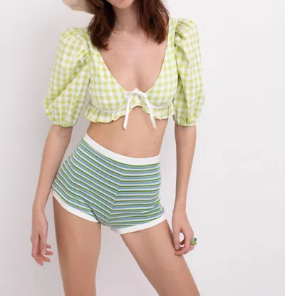 For Love & Lemons Maureen Crop Top In Green In Yellow