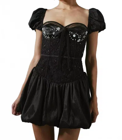 For Love & Lemons Mckenna Corded Lace Sequin Mini Dress In Black