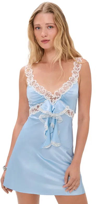 For Love & Lemons Mermaid Slip Dress Blue White