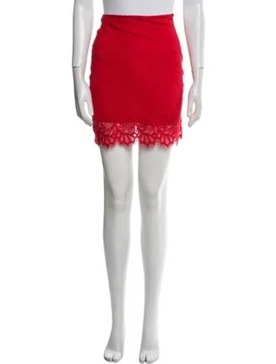 Pre-owned For Love & Lemons Mesh Accents Mini Skirt In Red