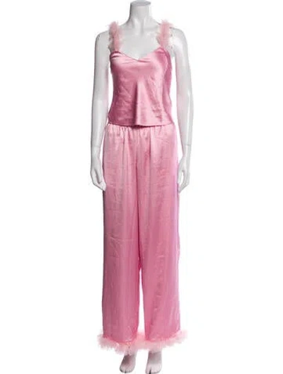 Pre-owned For Love & Lemons Mesh Accents Pant Set In Pink