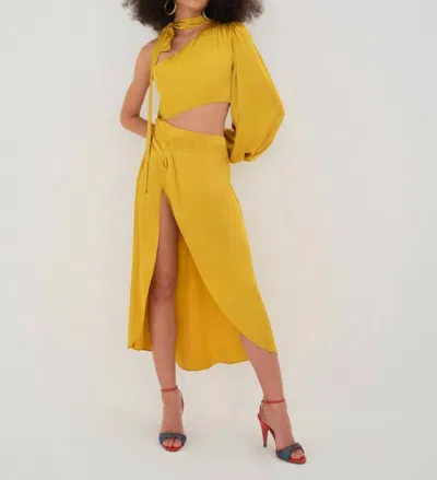 For Love & Lemons Mila Midi Dress In Yellow