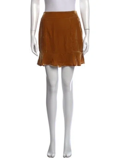 Pre-owned For Love & Lemons Mini Skirt In Brown