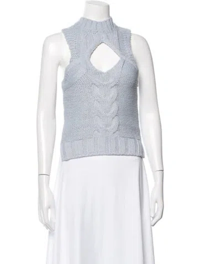 Pre-owned For Love & Lemons Mock Neck Sweater In Blue