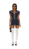 For Love & Lemons Naomi Knit Romper In Blue