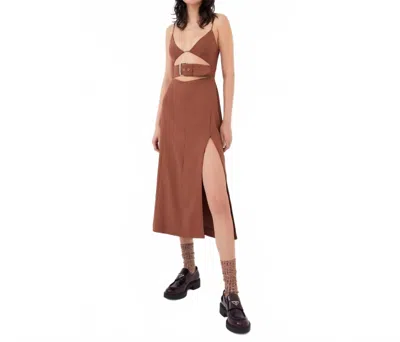 For Love & Lemons Natasha Midi Dress In Brown