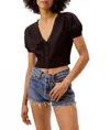 For Love & Lemons Neve Crop Cardigan In Black In Black
